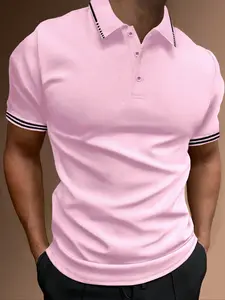 Homme Stripe Collar Polo Shirt for Men, Fitted Casual Collared Stylish Casual Wear with Comfortable Fit, Perfect for Everyday or Outings, Shortsleeve