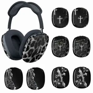 Gothic Cross Leopard AirPods Max Case, Dark Aesthetic Black & White Cheetah Protective Shell, Headphone Accessories