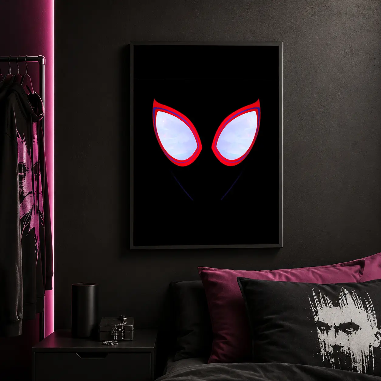 Minimalist Comic Hero Mask Canvas Wall Art, Simple Superhero Eye Mask Poster, Modern Pop Culture Wall Decor for Man Cave Game Room Boys Bedroom Dorm Home Decoration