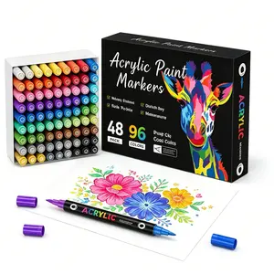 Premium 24/36/48 Color Acrylic Paint Markers Set, Waterproof Flexible Tip Pens for Rock Painting, DIY Crafts, Home & Party Supplies, Multi-Surface Art Tools for Back to School Gifts
