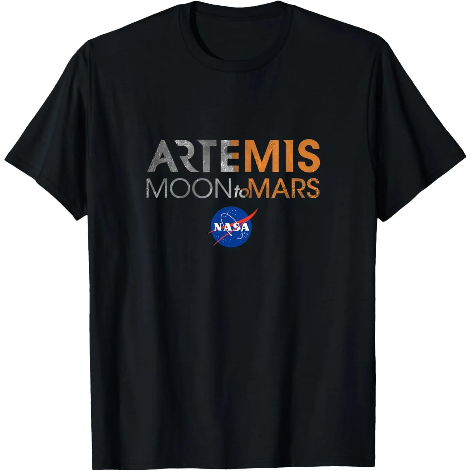 Men's Moon to Mars Graphic Tshirt - 100% Natural Cotton, Short Sleeve, Round Neck, Soft Casual Streetwear Sports Top for Summer Menswear, Shortsleeve, Fabric