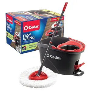 O-Cedar EasyWring Microfiber Spin Mop, Bucket Floor Cleaning System, Red, Gray, Standard