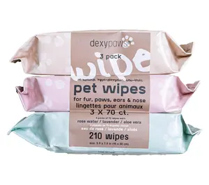 Dexypaws Pet Cleansing Wipes 3 Packs Aloe-Lavender-Rose Water