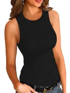 New Summer Women's Sleeveless Vest, Basic Womenswear Plain Slim-Fitting Top, Elegant Round Neck, Stylish Cut-Out Design, Perfect for Casual Wear