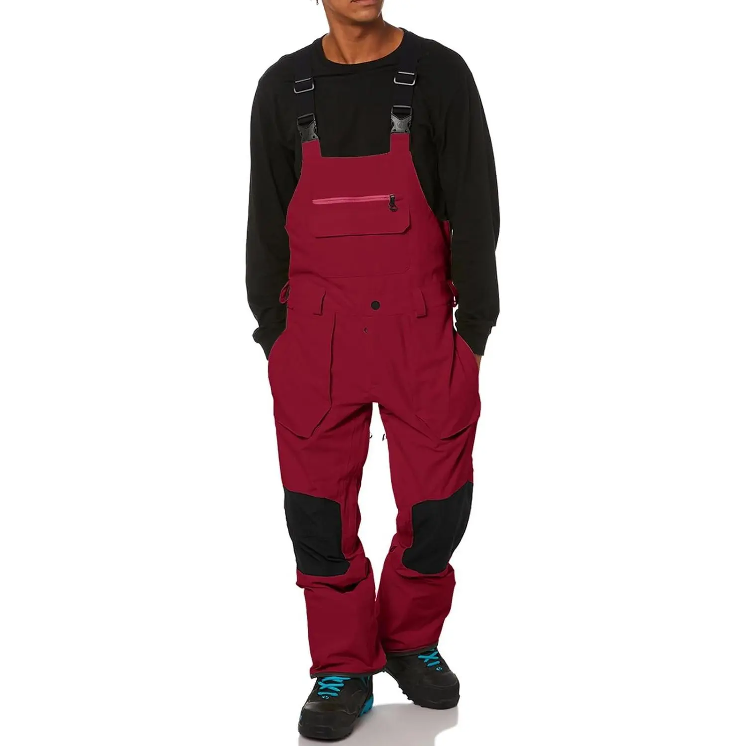 PASLTER Men's Snow Bibs Ski Pants Adjustable Snowboard Bib Outdoor Waterproof Insulated Ripstop Snowboarding Overalls Winter