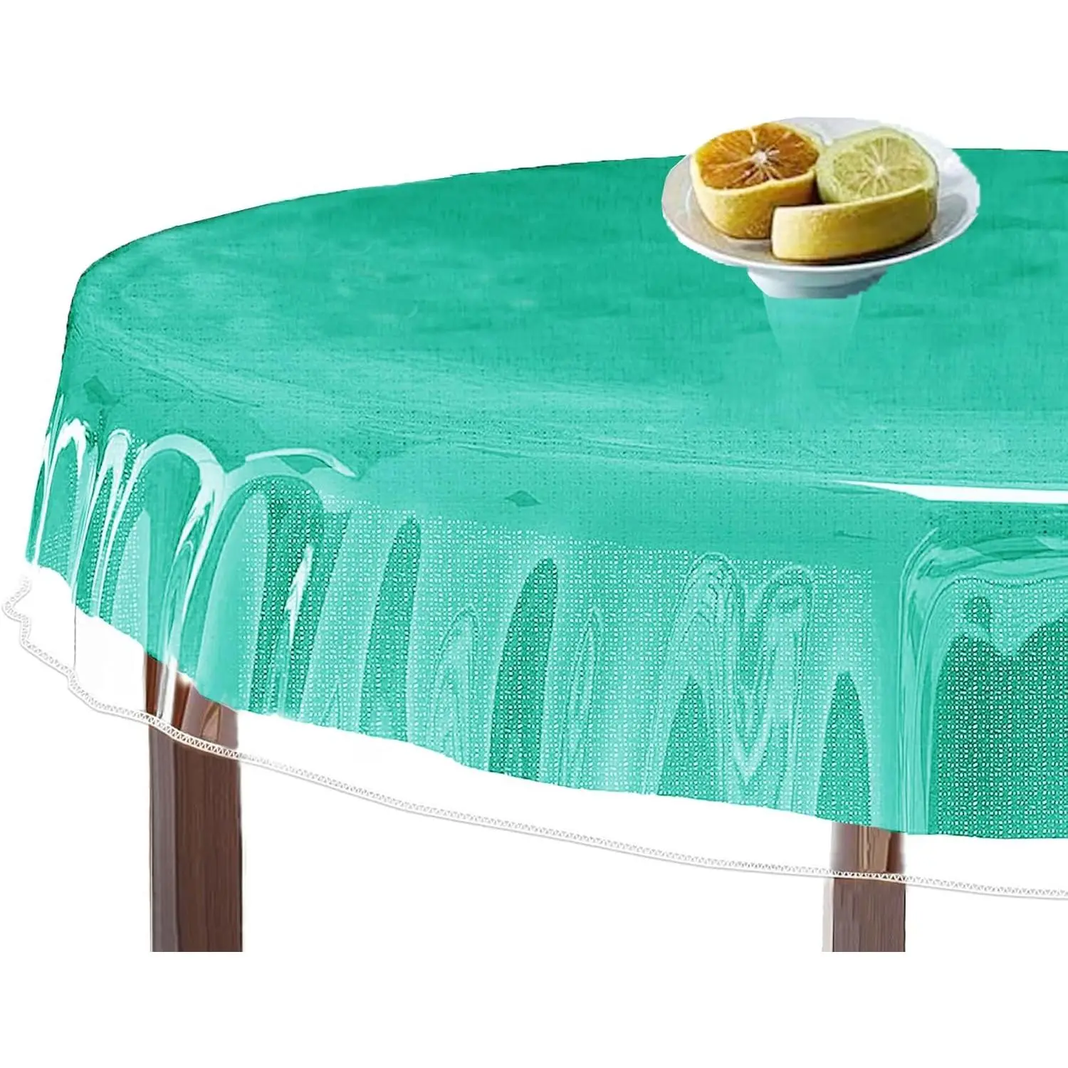 Clear Table Protector Oval Clear Vinyl Table Cover Tablecloth Protector Protective Plastic Covering Transparent for Dinner and Party Desk  60 X 90 Inch, Oval