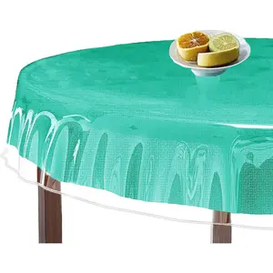 Clear Table Protector Oval Clear Vinyl Table Cover Tablecloth Protector Protective Plastic Covering Transparent for Dinner and Party Desk  60 X 90 Inch, Oval