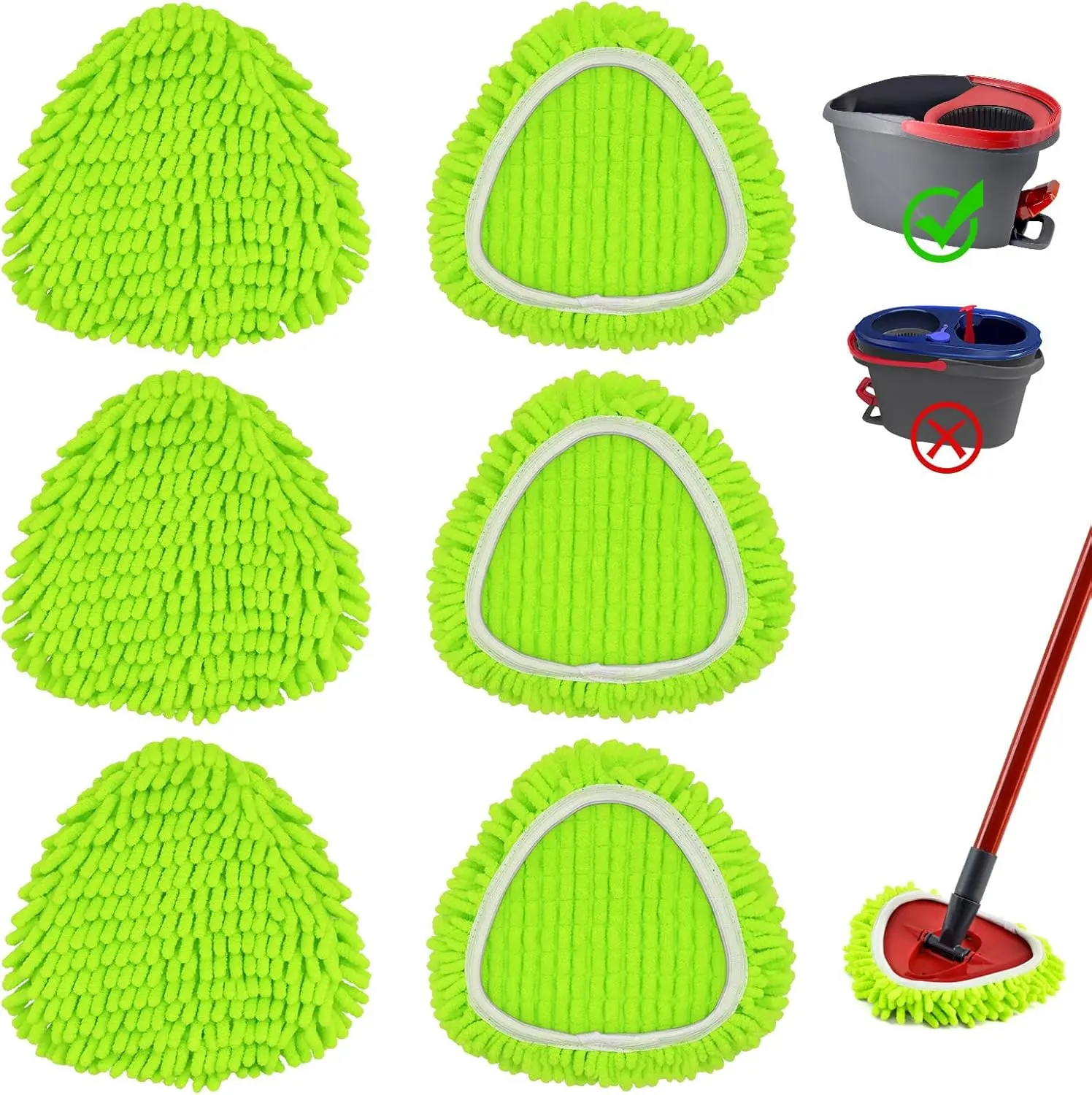 Mop Replace Head for O Cedar, Spin Mop Heads Replacements for Ocedar Easywring 1 Tank Spin Mop, Chenille Duster for Ocedar Mop Include Microfiber Chenille Mop Pad for Ocedar Spin Mop