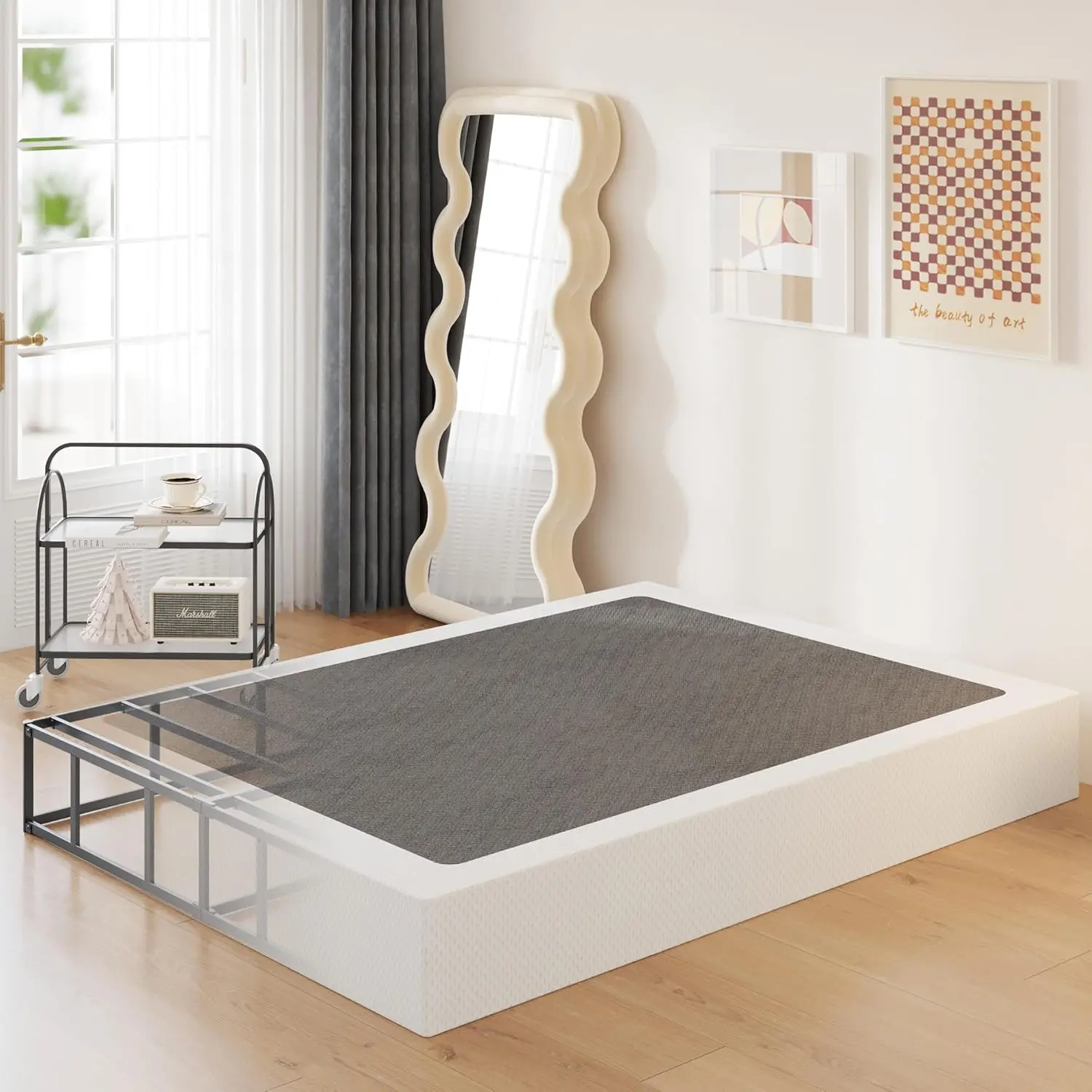 10 Inch Box Spring for  Bed High Profile Heavy Duty Metal  Box Spring with Fabric Cover, Sturdy Mattress Foundation, Easy Assembly, Noise Free, Black