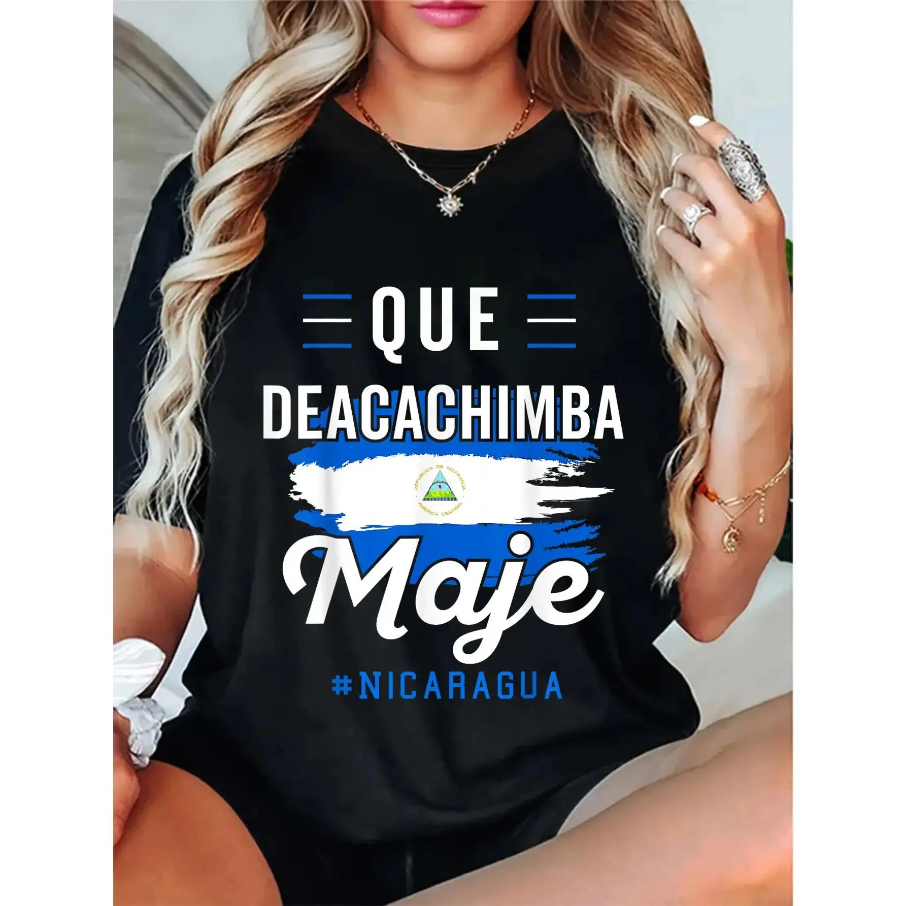Women's Nicaragua Flag Short-Sleeve T-Shirt - Nicoya, Pinoleros, Nica Themed, Breathable Fabric, Flattering Fit, Stylish Design, Shortsleeve, Style, Casual, Comfy, Cotton, Everyday