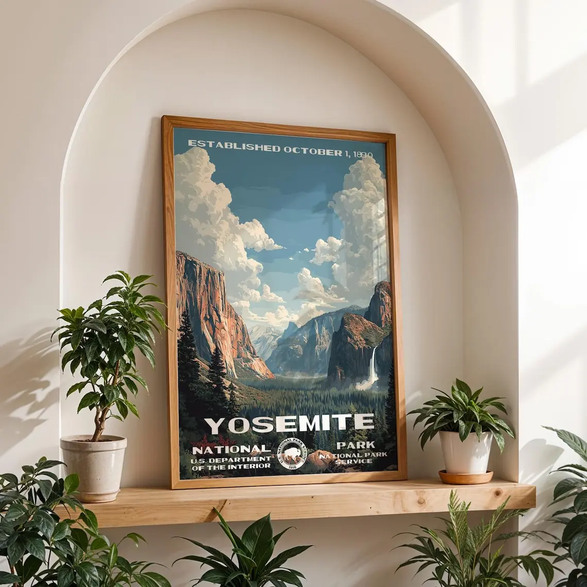 Yosemite National Park Poster, Vintage Nature Landscape Wall Art, Retro Travel