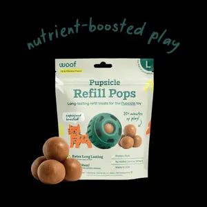 Woof Pupsicle Refill Pops - Nutrient-Boosted Play Treats for Dogs - Peanut Butter Flavor - Mess-Free & Long-Lasting - 20+ Minutes of Play - Made in USA
