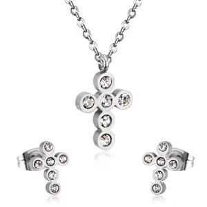 Crystal Cross Set: Pendant & Earrings - Includes Pendant & Earrings for Elegant Home Decor