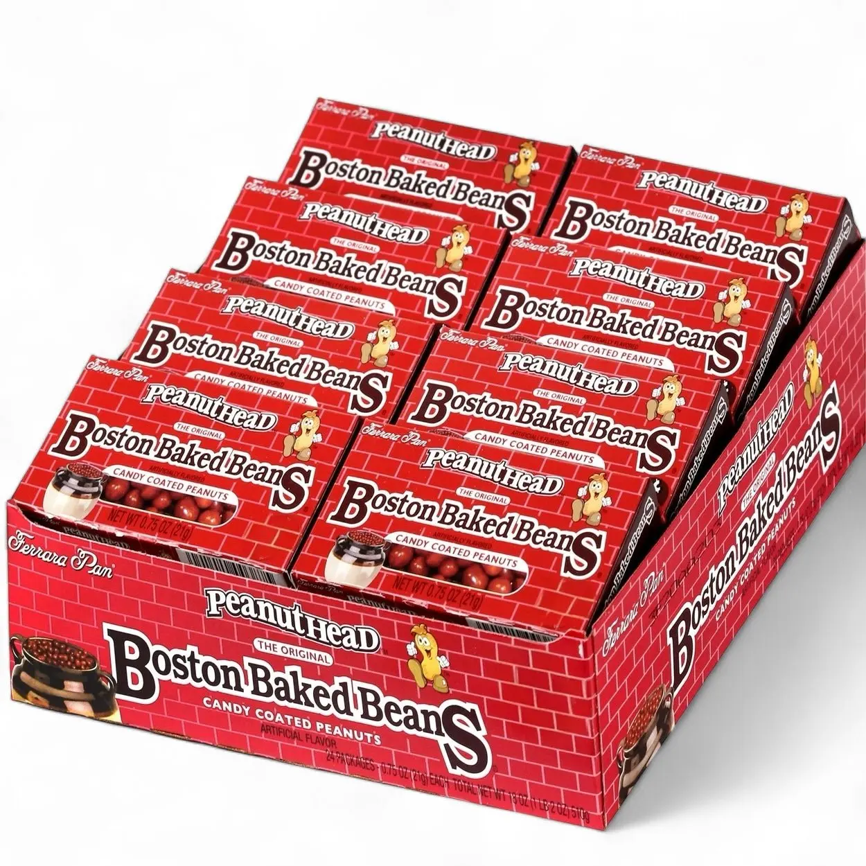 Boston Baked Beans 24 ct. - Sweet and Crunchy Candy with Peanut - 24 ct. Box Snack Bonbon Corn Artificial