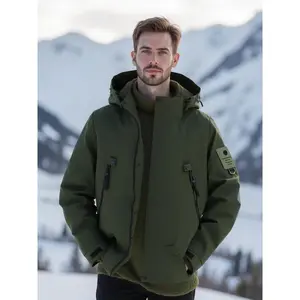Men's Outdoor Jacket Waterproof Windproof 3-In-1 Hooded Zipper Pocket Design, Fitted Style for Hiking Cycling Hunting Sports