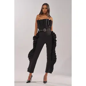 RUFFLE MY FEATHERS BLACK JUMPSUIT