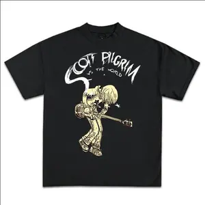 Scott Pilgrim Vs The World Novelty T-Shirt, Harajuku Romantic Comedy Film 100% Cotton Casual Fabric