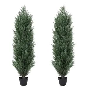 2 pcs 120cm artificial green pine tree, realistic plastic simulation plants for indoor and outdoor decoration, garden decoration, front porch decoration