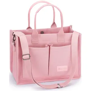 Ladies' large canvas handbag with pocket - laptop ten font work handbag daily bag shoulder bag handbagGift