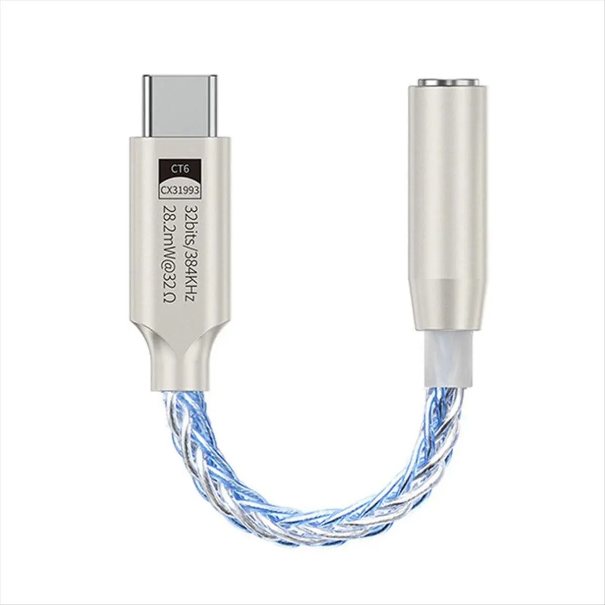 Plastic USB Type-C to 3.5mm Audio Adapter Accessories - 32Bit 384KHz Hi-Fi Sound, Remote Control, Calling Function, Aux Jack, CX31993 Chip, Built-in Hi-Res Level Digital Audio Decoding DAC Adapter, High Resolution Lossless Sound Quality, Blue, Built In Hi