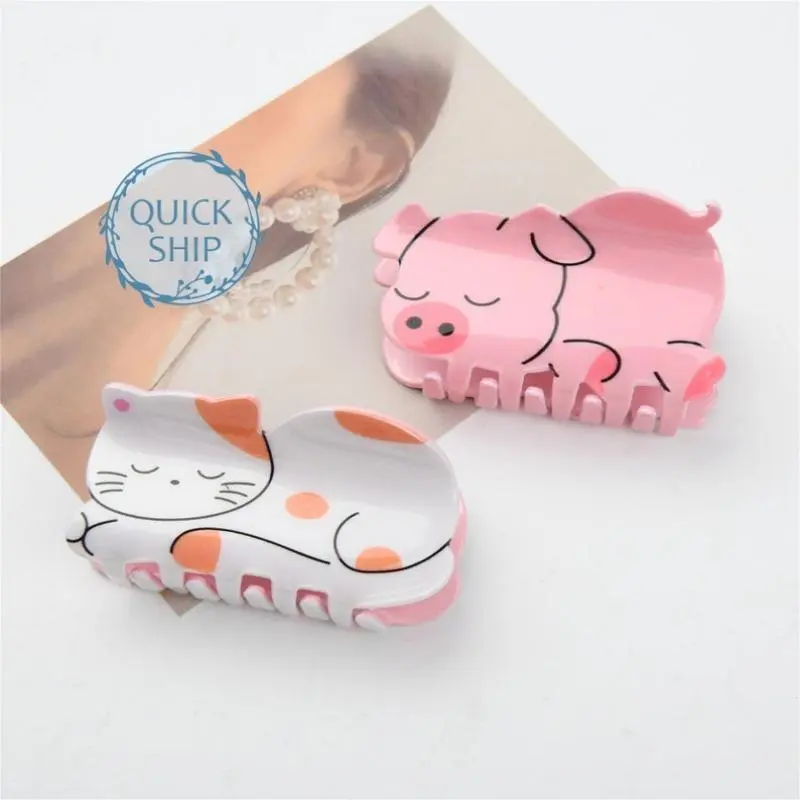Cute Pink Piggy/Cat Hair Claws, Pig/Kitten Shape High Quality Acetate Hair Clip, Valentine's Day Gifts