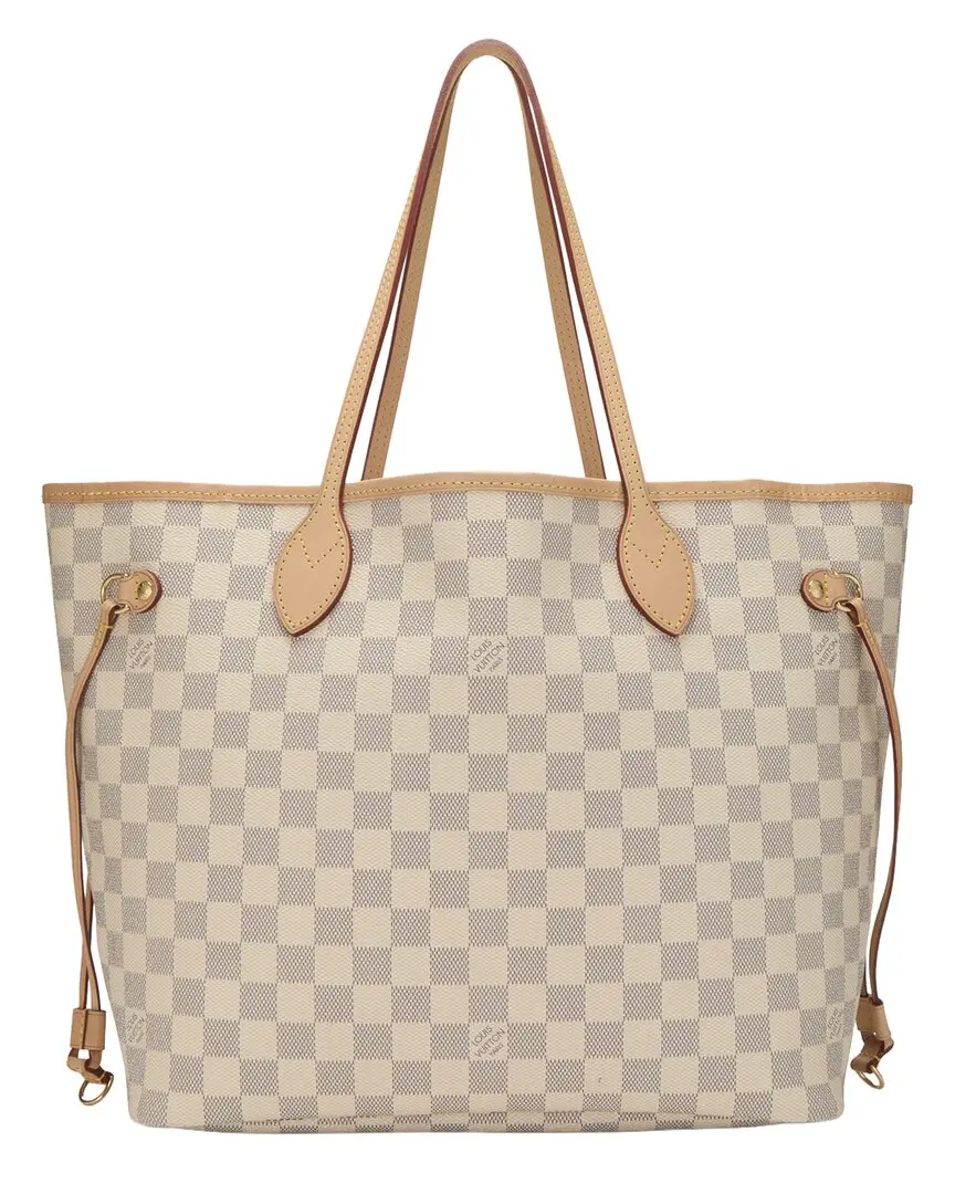 Louis Vuitton Cream Damier Azur Canvas & Vachetta Leather Neverfull MM (Authentic Pre-Loved)