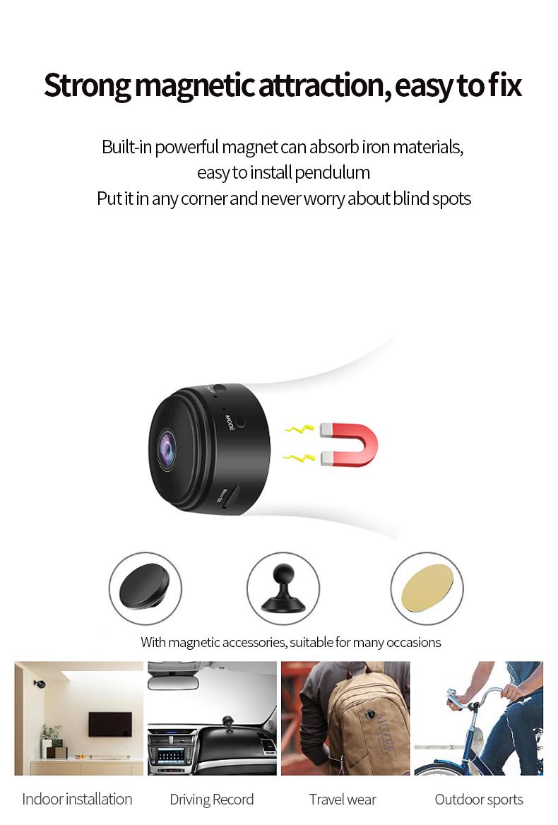 1080P Magnetic Mini Camera | Camera Uses 2.4G WiFi for Live Viewing, Night Vision, SD Card Recording, Portable for Travel, Kids & Daily Use + Free Stand 1080P Magnetic Mini Camera | Camera Uses 2.4G WiFi for Live Viewing, Night Vision, SD Card Recording, Portable for Travel, Kids & Daily Use + Free Stand