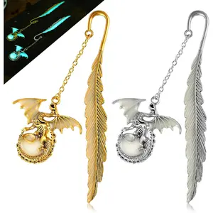 2 count  Dragon Bookmarks, Metal Bookmark Glow in The Dark Dragon Bookmark, Cool Bookmarks for Book Lovers, Reading Gifts for Men Women ( & Sliver)