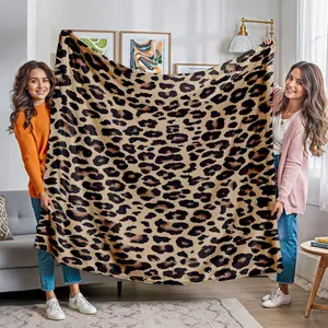 Leopard Print Blanket for Home & Travel Use, Soft Comfortable Throw for Sofa Bed Camping, Christmas Halloween Birthday Gift Idea