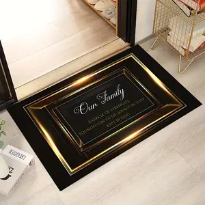 3D Black Gold Luxury Welcome Mat Entrance Store Washable and Easy To Maintain Door Mat Kitchen Living Room Bedroom Entrance Door Mat Indoor Outdoor Rug Home Decoration