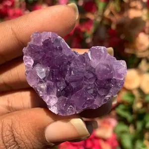 Natural Amethyst Crystal Heart Geode Carving