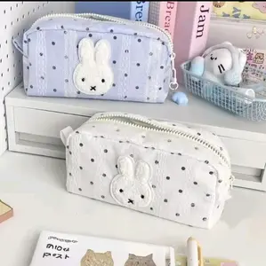 Kawaii Miffys Portable Pencil Case | Cute Romantic Peripheral Large Capacity Simple Zipper Design Stationery Storage Bag Gift