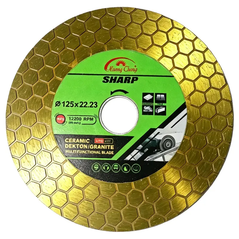 5 Inch Honeycomb Diamond Tile Blade (1/3Pcs) - 1.8mm (0.07") Ultra-Thin Cutting Disc & 45 Degree Chamfer Tool for Dekton, Ceramic and Marble