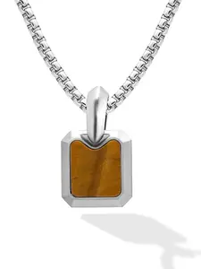 RTZN Tiger Eye Square Pendant Necklace for Men