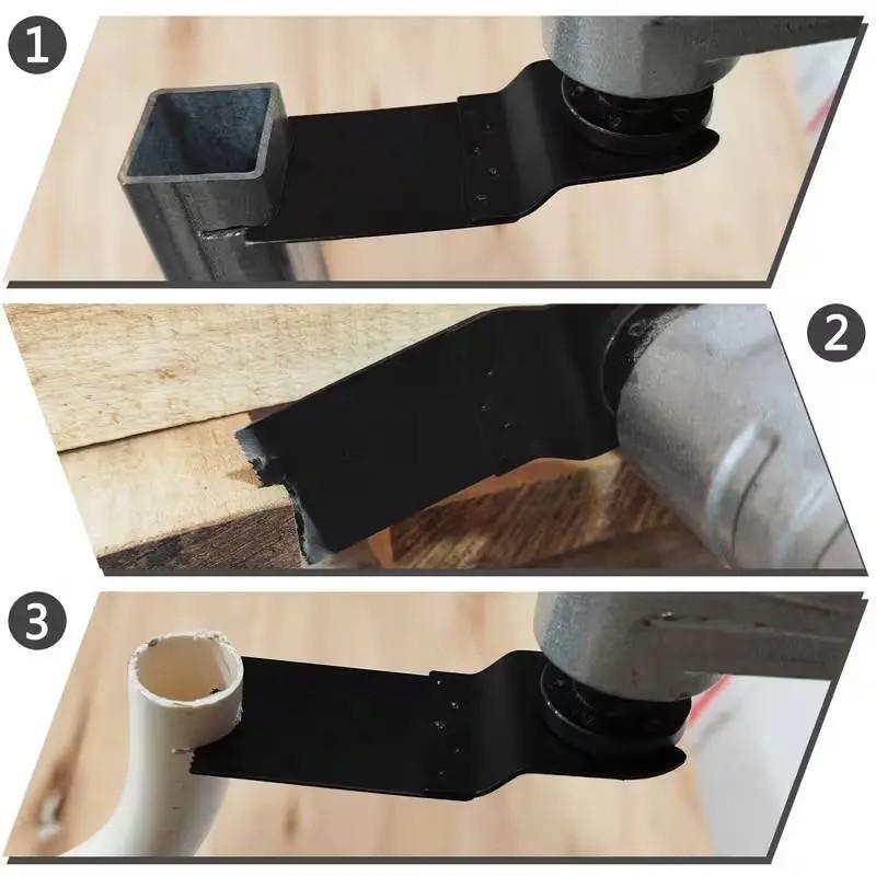 Oscillating Saw Blades 2PCS Titanium – Universal Multitool Blades Quick Release for Wood Plastic Metal, Heavy Duty Cutting Kit