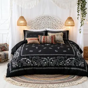 Paisley Mandala Pattern Duvet Cover Set, 3 Piece Bedding Set, Boho Bed Set, Polon Style Home Decor, Soft Comfortable Fabric, Easy Care Design
