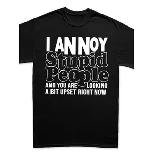 1 Fun Proverbial Men's T-shirt, I Annoy Stupid People shirt, letter print short sleeve, ironic men's T-shirt gift, comfortable and breathable