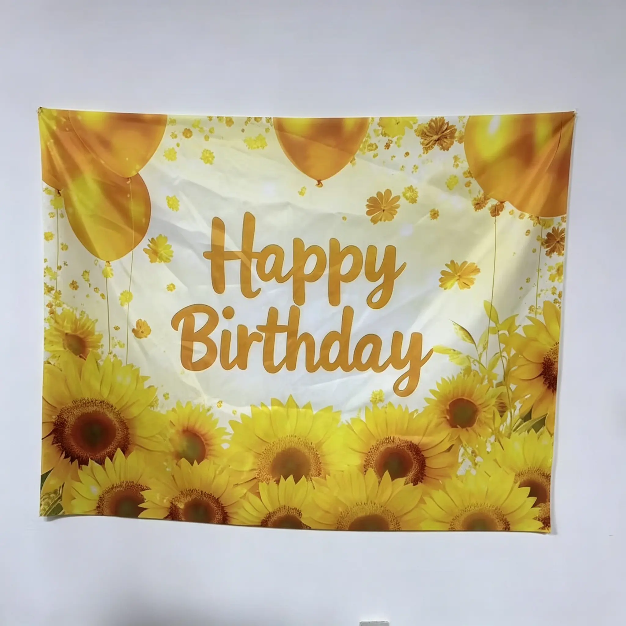 Sunflower Pattern Birthday Party Banner, 1 Count Birthday Party Background Cloth, Indoor & Outdoor Decoration Supplies for Birthday Party, Ornaments