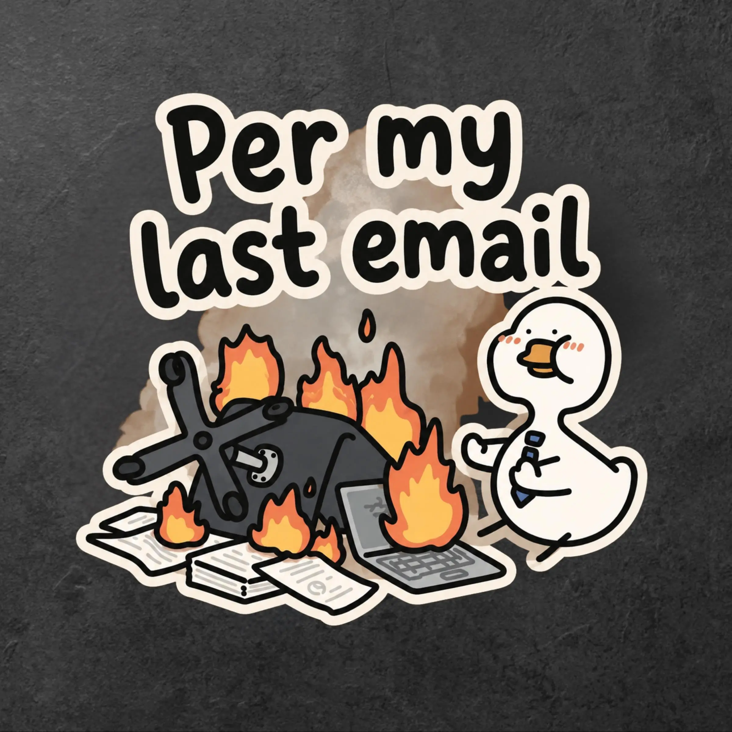 Per My Last Email Funny Duck Office Meme Sticker, Sarcastic Work Humor Laptop Decal, Waterproof Vinyl Sticker for Coworker