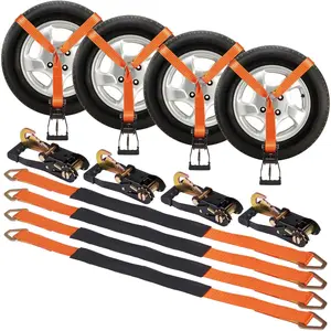 【Father's Day】VEVOR Ratchet Tie Down Straps Kit,  2" x 120" Tire Straps, 5512 LBS Working Load, 11023 LBS Breaking Strength, Car Tie Down Straps with Snap Hooks for Passenger Car, Truck, Trailer, 4-Pack