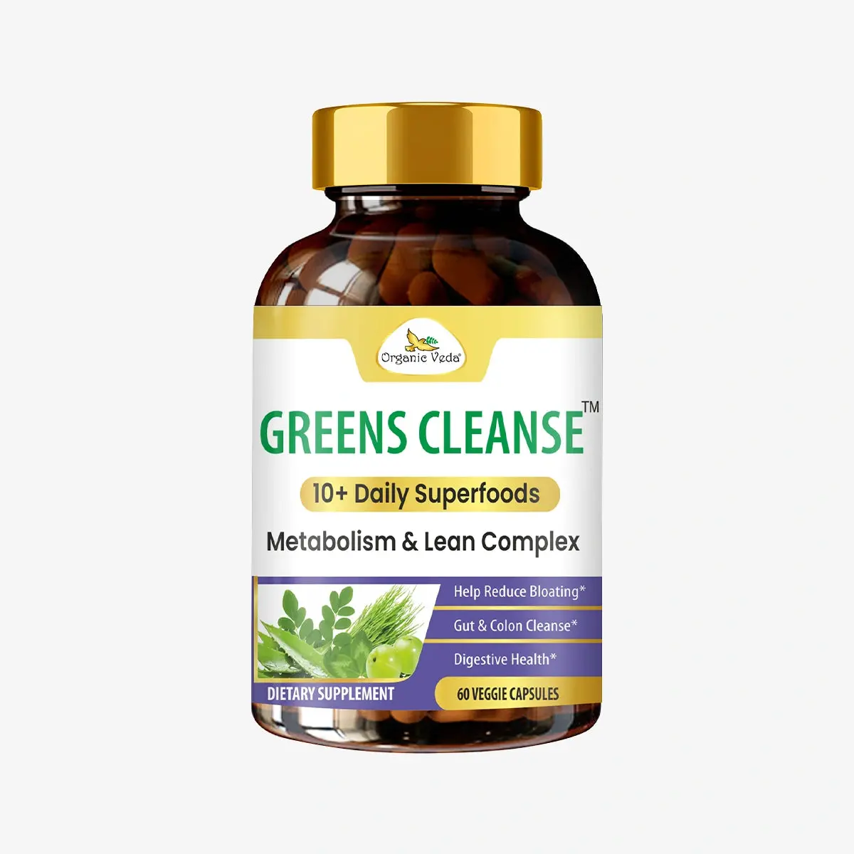 Organic Veda Daily Greens Capsules – Super Greens Superfood Supplement with Spirulina, Chlorella, Moringa & Wheatgrass for Daily Nutrition, Wellness & Plant-Based Support, 60 Capsules