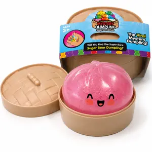 Glitter Dumpling Squishy with Steamer Box, Cute Bao Bun Squeeze Ball, Soft TPR Slow Rebound Stress Relief Toy, Kawaii Sensory Fidget Toy for Desk, Birthday Gift, Party Favor