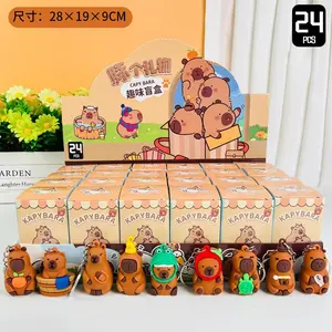 In Stock 24pcs Capybara Blind Box Keychain Cute Snot Bear Figure Mystery Box Doll Pendant Bag Backpack Decorations