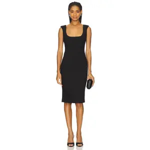 Bardot Audrey Fitted Midi Dress in Black