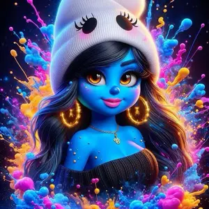 5D DIY Full Drill Round Diamond Painting - Diamond Art Kit Blue Girl Mosaic Canvas DIY Wall Art, Home Wall Decoration, Diamond Art Tools