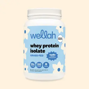 Wellah Grass-Fed Whey Protein + Pre & Probiotics Supplement | 20g Of Whey Protein Isolate With Only 100 Calories | 30 Servings Edible Dietary