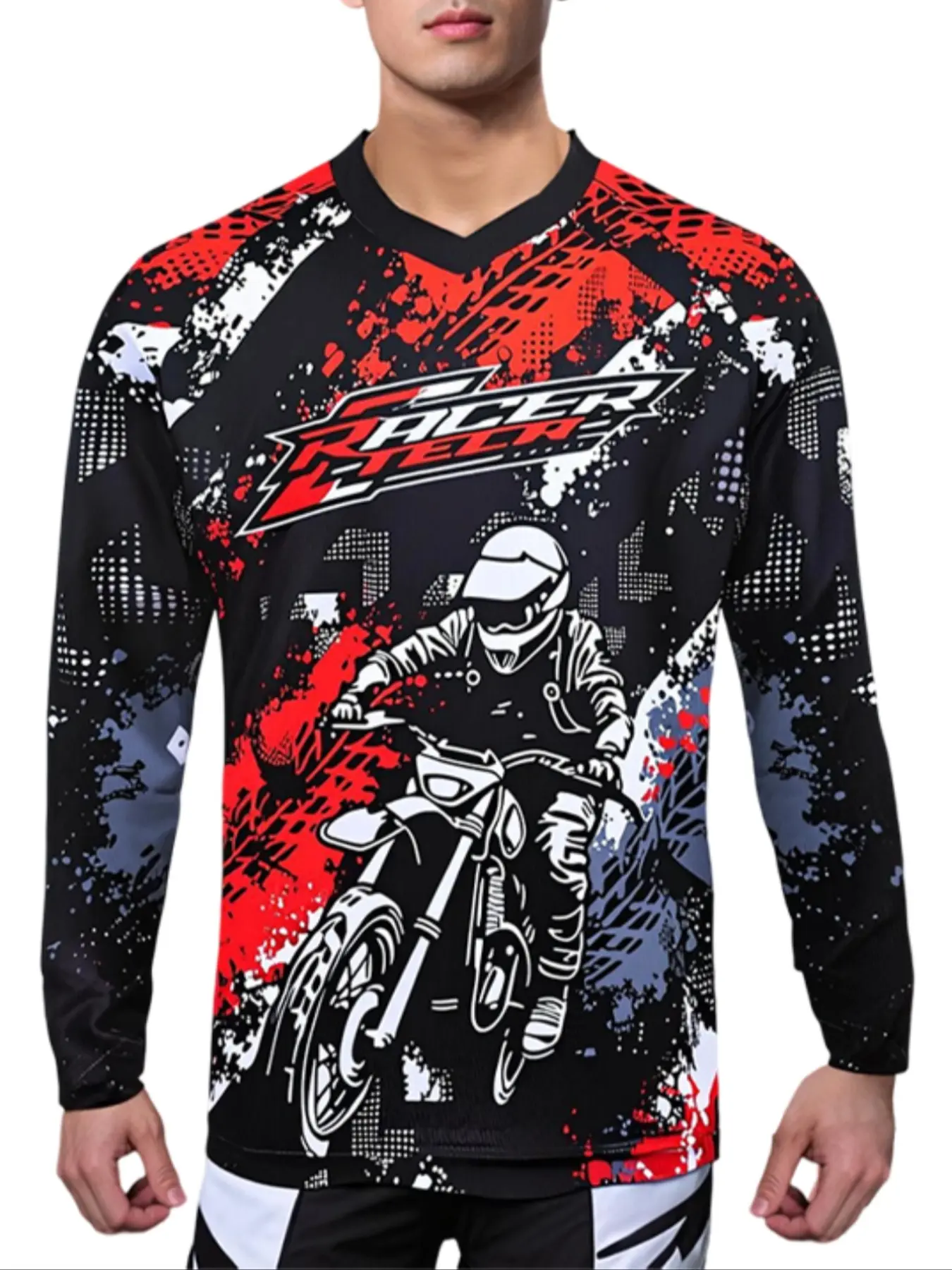 Motocross Shirt Long Sleeve Men Downhill Interlock Jersey Off-Road Bicycle Racing T-Shirt Quick Dry Cycling Enduro Polera Mtb Jersey Outdoor Apparel Motorcycle Jersey Sports Top