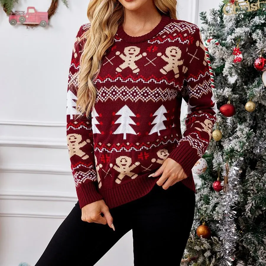 Gingerbread Christmas Sweater, Warm Winter Sweater for Women, Size S-XXL