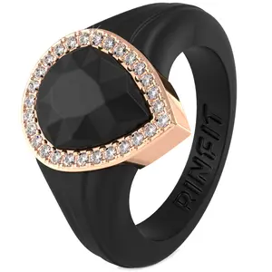 Pear Silicone Ring with Metal Frame & CZ Stones