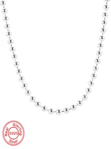 925 Sterling Silver Minimalist Beaded Decor Necklace, Fashion Jewelry for Party, Daily Clothing Decor, Trendy All-match, Elegant & Exquisite Jewelry for Birthday Gift, Minimalist Chain Necklace, Daily Wear Necklace